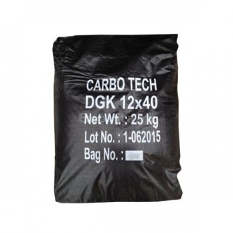 Перейти на страницу товара Уголь активированный кокосовый CarboTech DGK 12х40, мешок 25 кг (50 л)